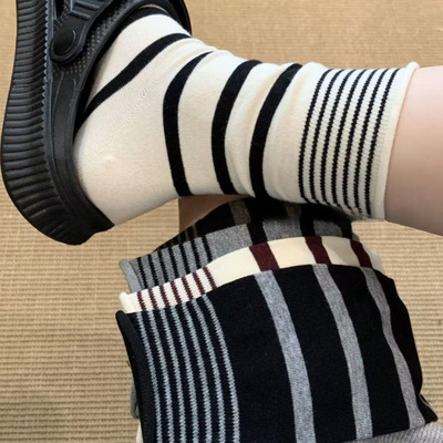 秋日简约纯色粗细条纹日系韩ins