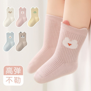12月1岁a类 棉袜不勒6 婴儿袜子春秋薄款 宝宝中筒棉袜卡通可爱四季