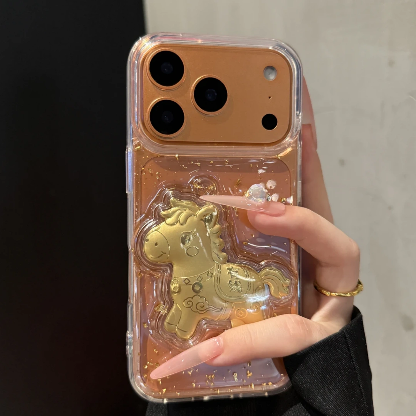 滴胶金箔马上有钱适用苹果iPhone17promax手机壳iPhone16创意15pro个性14pro简约13pro女款透明壳17高级Ins潮