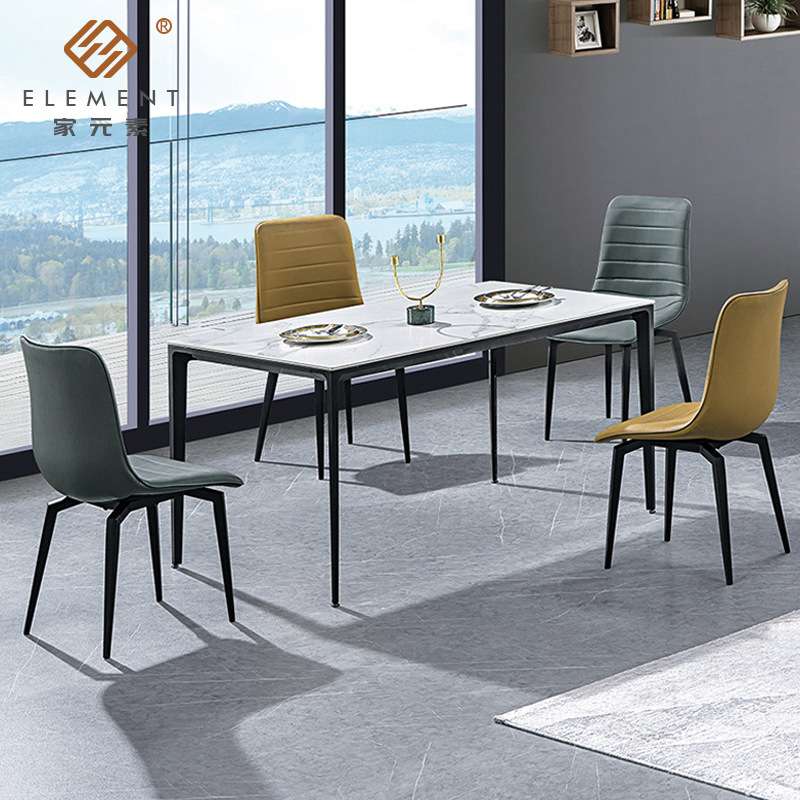 T2210意式伸缩岩板餐桌 小户型多功能靠墙变形亮光岩板餐桌椅组合