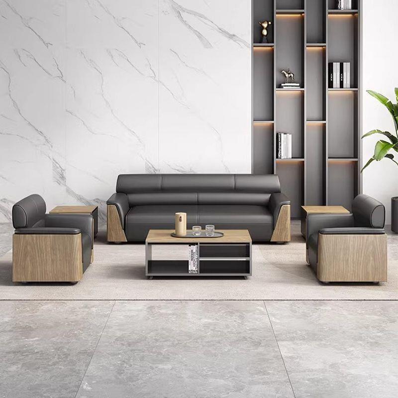 现代办公室沙发简约商务会客沙发茶几组合套装会客单人休闲接待室