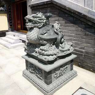 大理石四神兽龙龟玄武门口大号摆件瑞兽公司麒麟貔貅狮子大象石雕