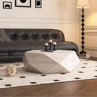 设计师款洞石茶几岩板进口钻石家用小户型客厅现代简约法式美拉德