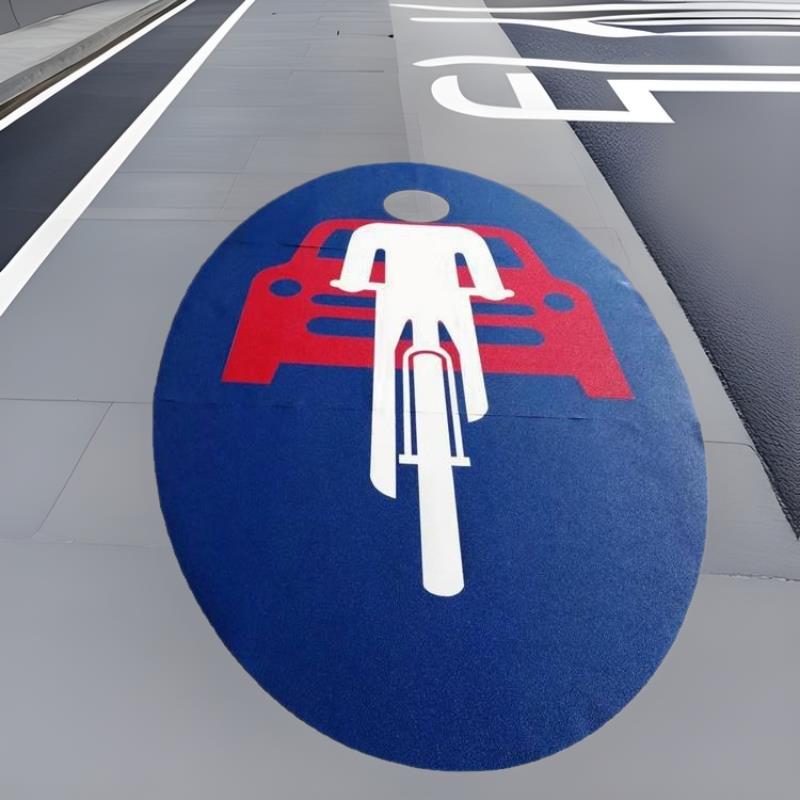 直销预成型道路交通安全标识彩色地贴非机动车优耐磨地贴