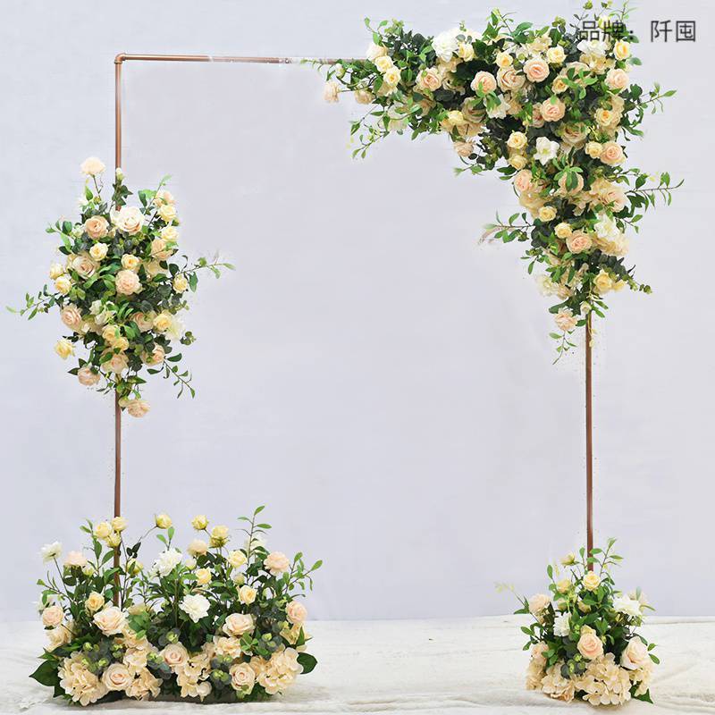 婚庆森系拱门仿真花艺户外婚礼装饰三角花排商场橱窗布置拍照道具