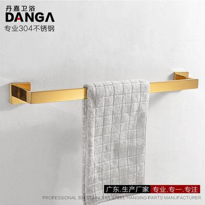 304不锈钢毛巾杆亮光金色毛巾架单层方形畅销款直售7003G