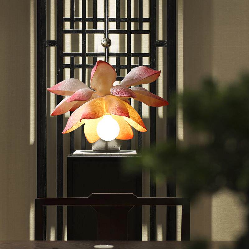 现代新中式创意吊灯餐厅餐桌吧台过道小吊灯卧室书房莲花装饰吊灯