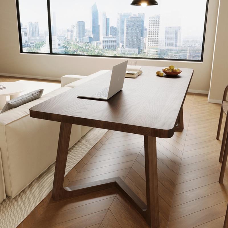 新中式全实木书桌白蜡木原木风餐桌胡桃木大板家用客厅长桌电脑桌