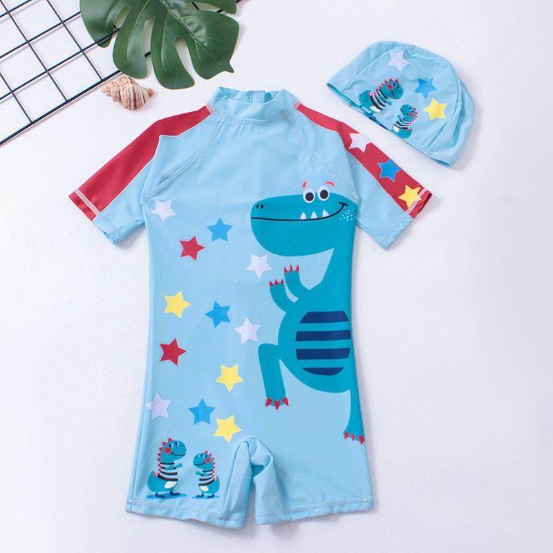 儿童泳衣婴幼儿小中大童卡通印花连体可爱男童泳衣平角泳裤温泉