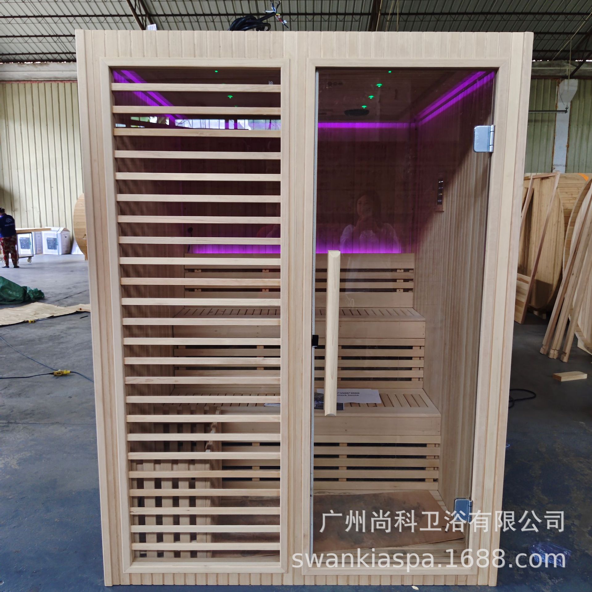 出口蒸房家庭排汗发汗进口铁杉木光波桑拿炉湿蒸全身桑拿房家用