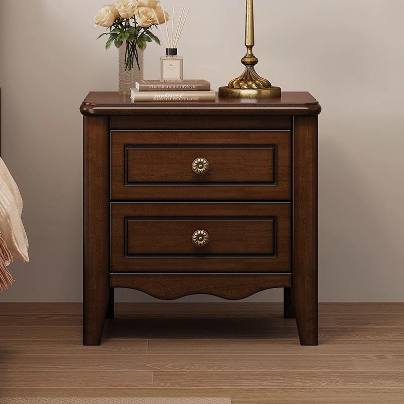 实木床头柜美式老钱收纳柜家用储物柜卧室小柜子复古小型床边柜