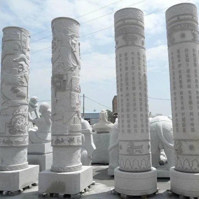 石雕盘龙柱 汉白玉龙柱公园广场文化柱浮雕雕塑石柱摆件来图可定