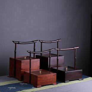 竹制提拿收纳盒收纳盒新中式茶室摆件客厅竹制品收纳果盘茶具提箱