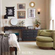 法式实木梳妆台家用小户型梳妆台斗柜一体卧室复古收纳储物化妆桌