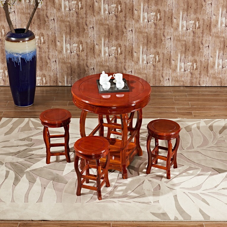 新中式仿古实木餐饮餐桌椅组合