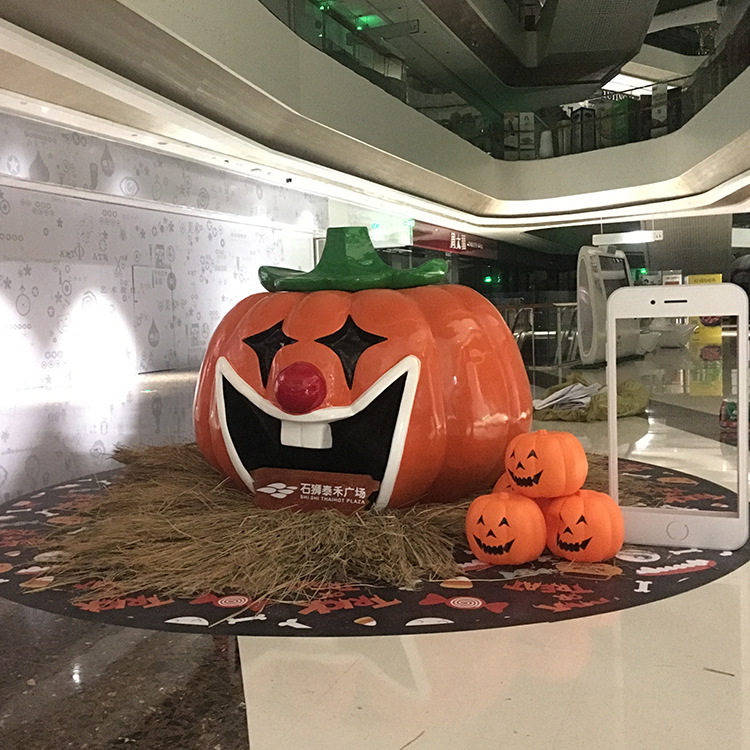 仿真玻璃钢万圣节户外广场商场大南瓜DP美陈道具装饰彩绘骷髅摆件