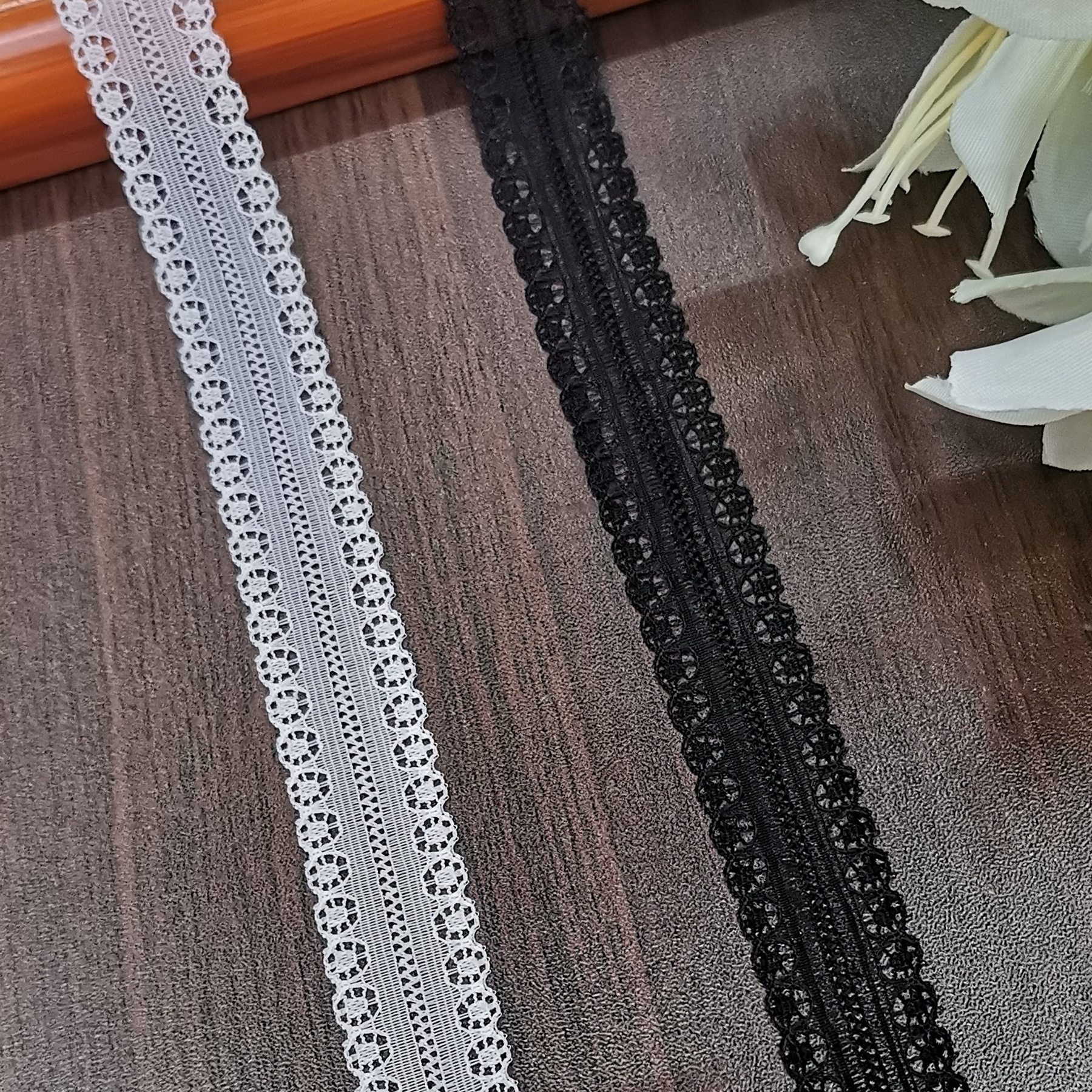 锦纶蕾丝无弹花边 圆圈镂空小花边辅料蝴蝶结工艺品服饰领口装饰