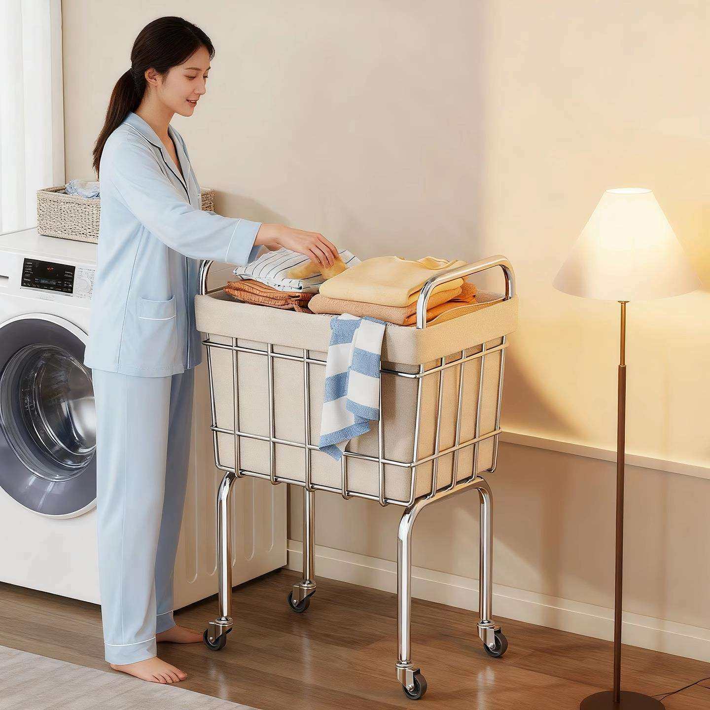 可移动脏衣篮置物架可拆卸布艺筐加高置衣篮卧室隔夜衣服收纳神器