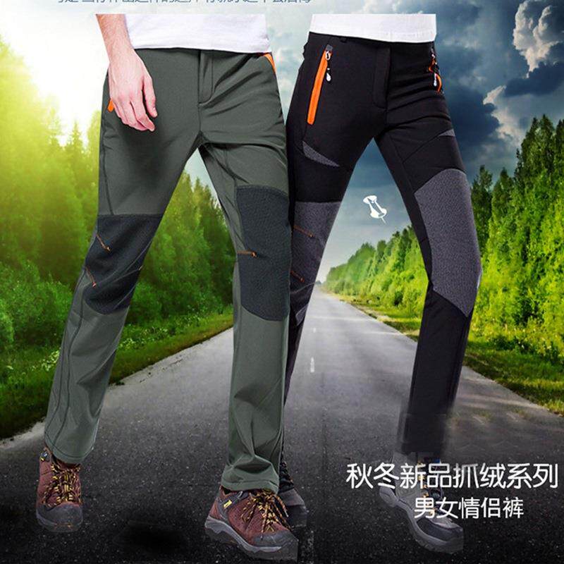 男女情侣款户外软壳裤拼色抓绒冲锋裤光板可加LOGO139