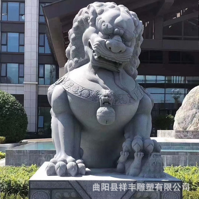 石狮子雕塑大型汉白玉青石石雕狮子一对看门家用酒店大门口摆件图片