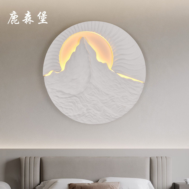 创意现代客厅餐厅背景装饰灯立体高级感走廊过道日照壁画金山壁灯