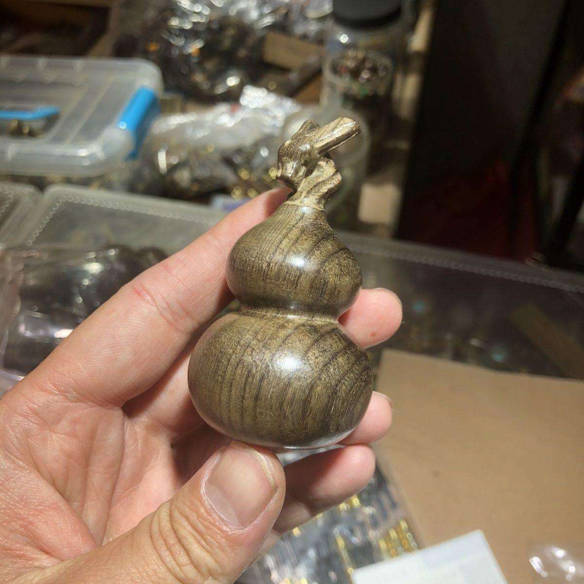 金丝楠木阴沉木雕龙头葫芦手把紫皮把玩精品实木汽车挂件工艺品