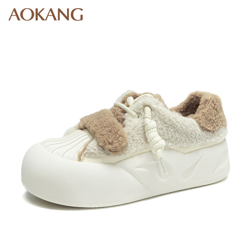 奥康女鞋2024冬季新款一脚蹬平底毛毛鞋女冬外穿保暖鞋雪地靴棉鞋,女鞋,棉鞋,淘宝优惠券,粉丝福利购,淘宝优惠卷