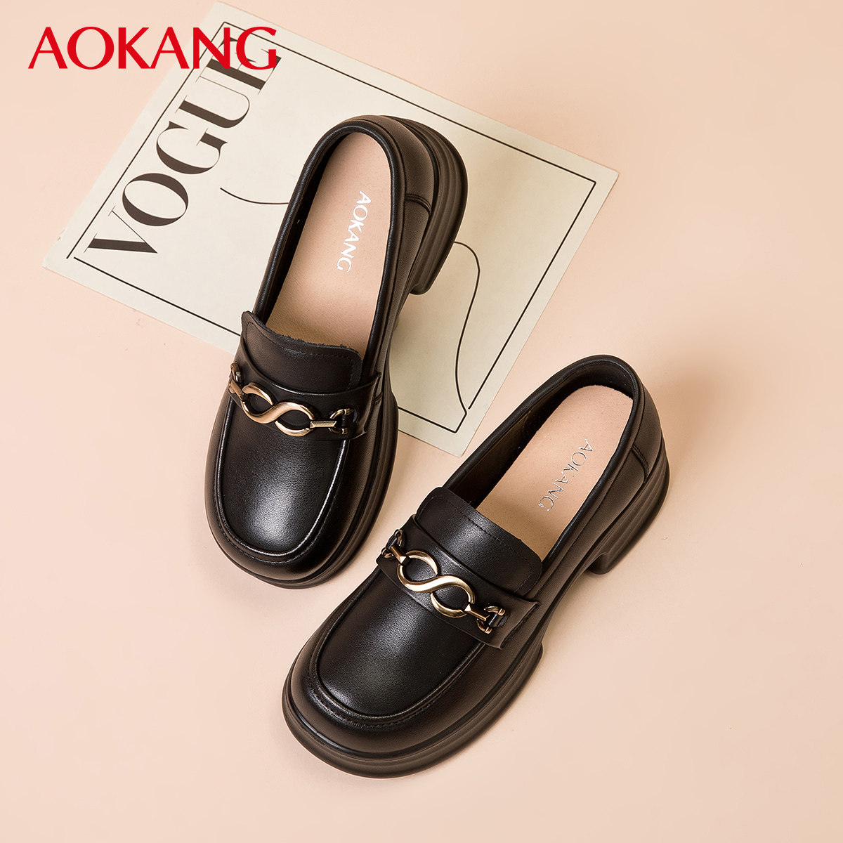 奥康女鞋新款厚底乐福鞋时尚软底透气英伦小皮鞋子防滑松糕底单鞋,女鞋,乐福鞋（豆豆鞋）,淘宝优惠券,粉丝福利购,淘宝优惠卷