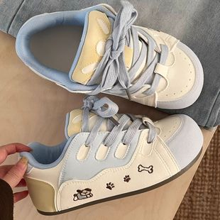 女童板鞋女款2026新款春季鞋子小众百搭小白鞋运动厚底德训鞋防滑