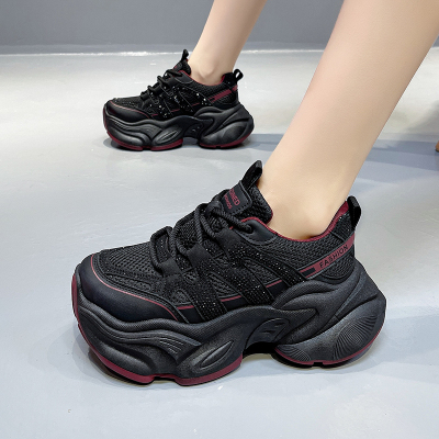 女童运动休闲鞋2025秋新款网面中大童透气软底厚底增高老爹鞋软底