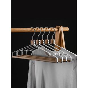 架多功能衣柜宽肩晒衣服架金属实木防滑无痕衣撑 家用铁木晾衣架裤