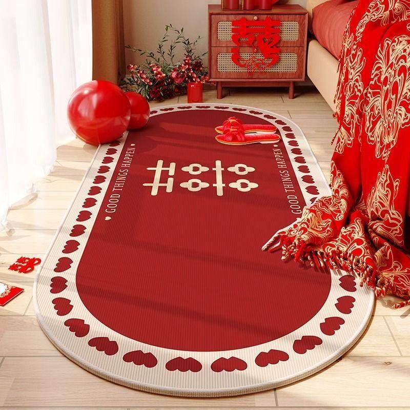 结婚床边地毯红色喜庆地垫喜字婚房布置装饰床边毯卧室家用脚垫子,居家布艺,床边毯,淘宝优惠券,粉丝福利购,淘宝优惠卷