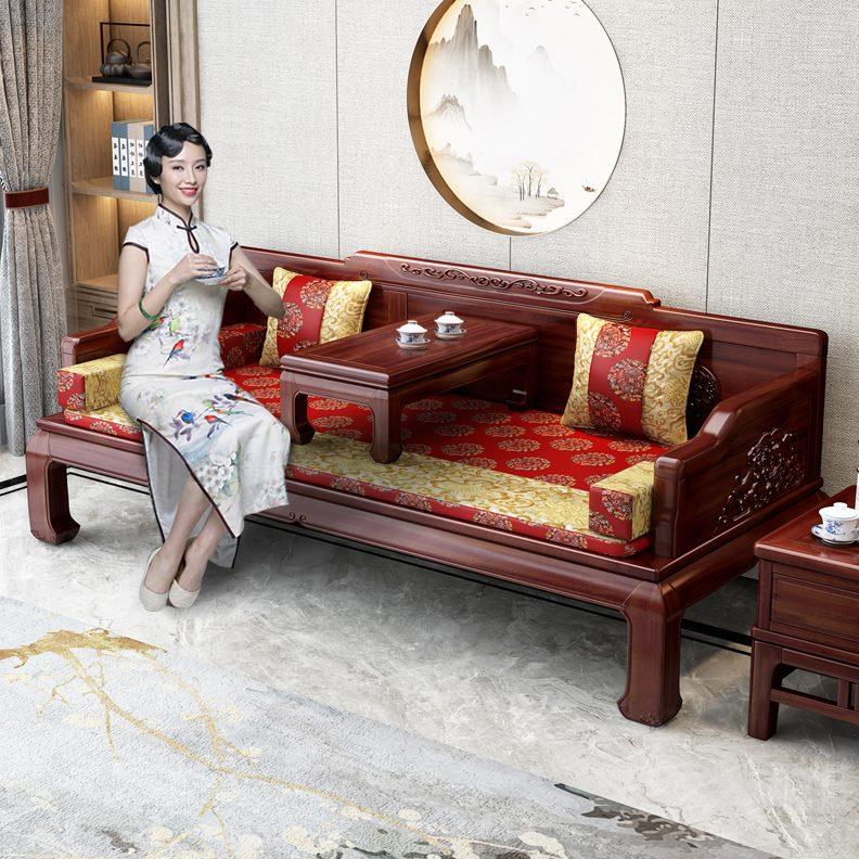 床贵妃躺椅中式罗汉床榻实木沙发全实木香樟木客厅小户型禅意彷古