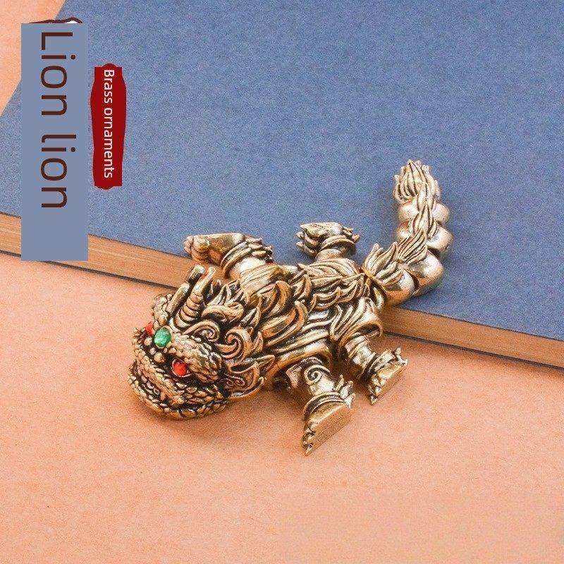 创意纯黄铜活动狮子唤醒狮子舞蹈覆古旧物品装饰桌面茶宠物工艺品,家居饰品,桌面摆件,淘宝优惠券,粉丝福利购,淘宝优惠卷