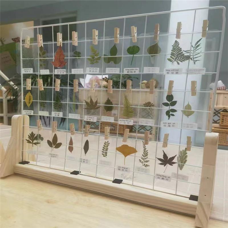 网格网幼儿园作品展示架艺术区木制珠宝发夹耳环白色网架