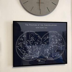 覆古深蓝色星图星图装饰画星座银河星空画壁画卧室床头摆件挂画