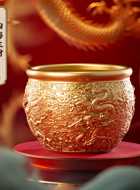 朱炳仁铜 四海生财龙缸龙年摆件聚宝盆客厅玄关装饰乔迁开业礼品