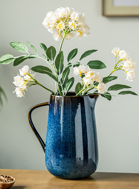 复古窑变釉陶瓷壶形花插家用装饰摆件干花鲜花花瓶客厅茶几冷水壶