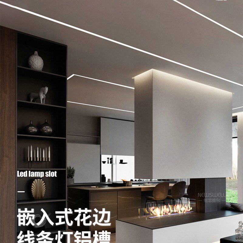 led220V线形灯嵌入式线性灯线条灯铝合金灯槽吊顶暗装明装线型灯