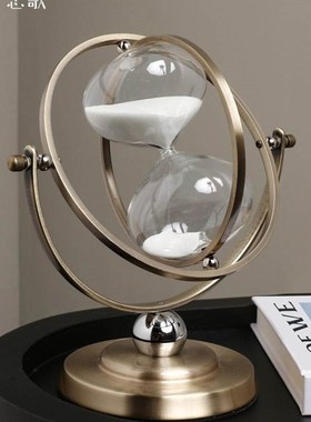 轻奢创意金属时间沙漏摆件家用办公室书房桌面计时器摆设软装饰品