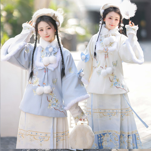 阑珊小记【暖暖】原创汉服女明制马面裙加绒短袄日常加厚拜年服冬