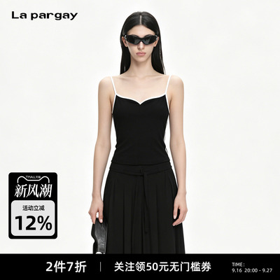 Lapargay 桃心领收腰吊带背心 撞色包边设计 贴合身形 L72200114C