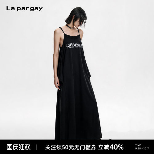 Lapargay方领印花吊带连衣裙