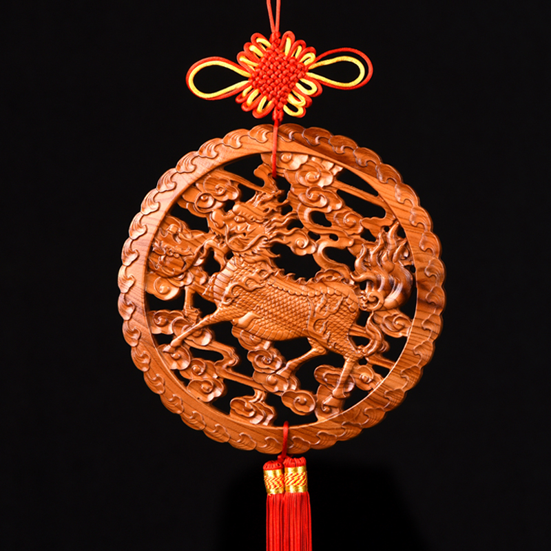 极速天然桃木挂件圆盘中国u结福禄寿大号家居乔迁玄关壁挂装饰喜