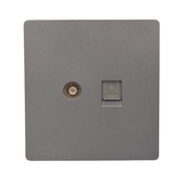 极速千兆网络网口带TV面板灰色86型暗装 有线电视CAT6Y六类网线电