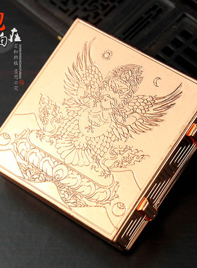 新品铜制b嘎乌盒大鹏鸟红铜工艺民族风大鹏金翅鸟随身方形盒子送
