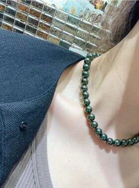 新品绿色贝珠项链文玩时尚毛衣链佛珠挂件简约百搭W礼物T828