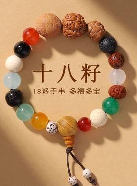 新品18籽手串手持十八籽串菩提手串女H生十八子多宝佛珠手链女护