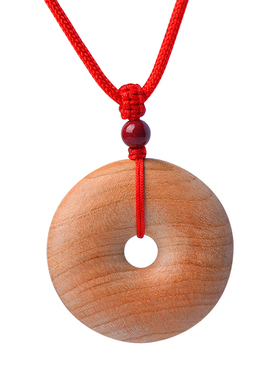 极速桃木平安扣吊坠护身挂件项链男女款儿童宝宝婴儿首Y饰天然原