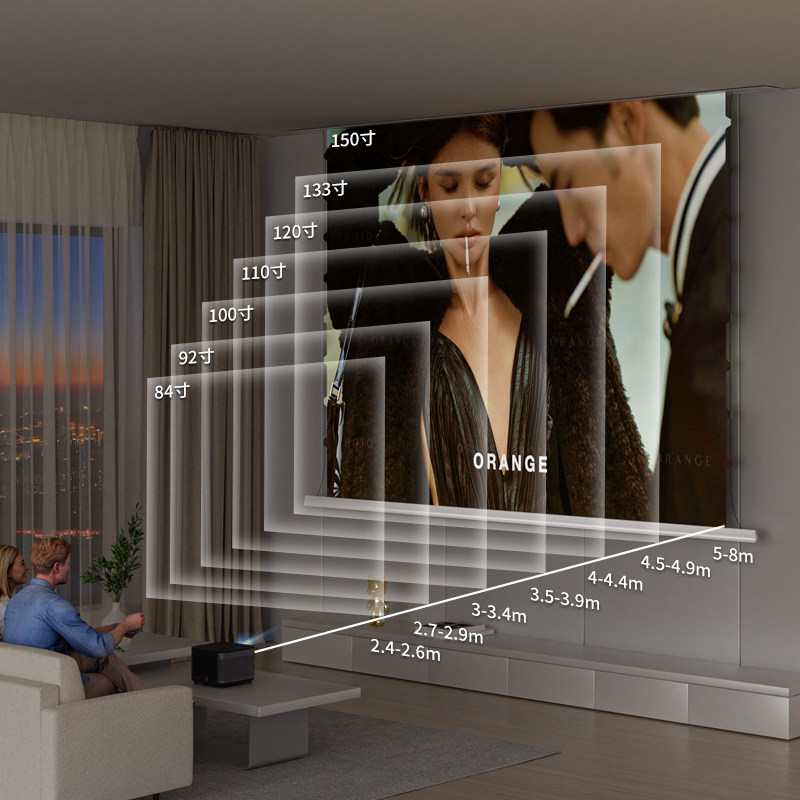 极速鸿叶嵌入式投影幕布家用无边框电动升降抗光幕100寸.4k超高清